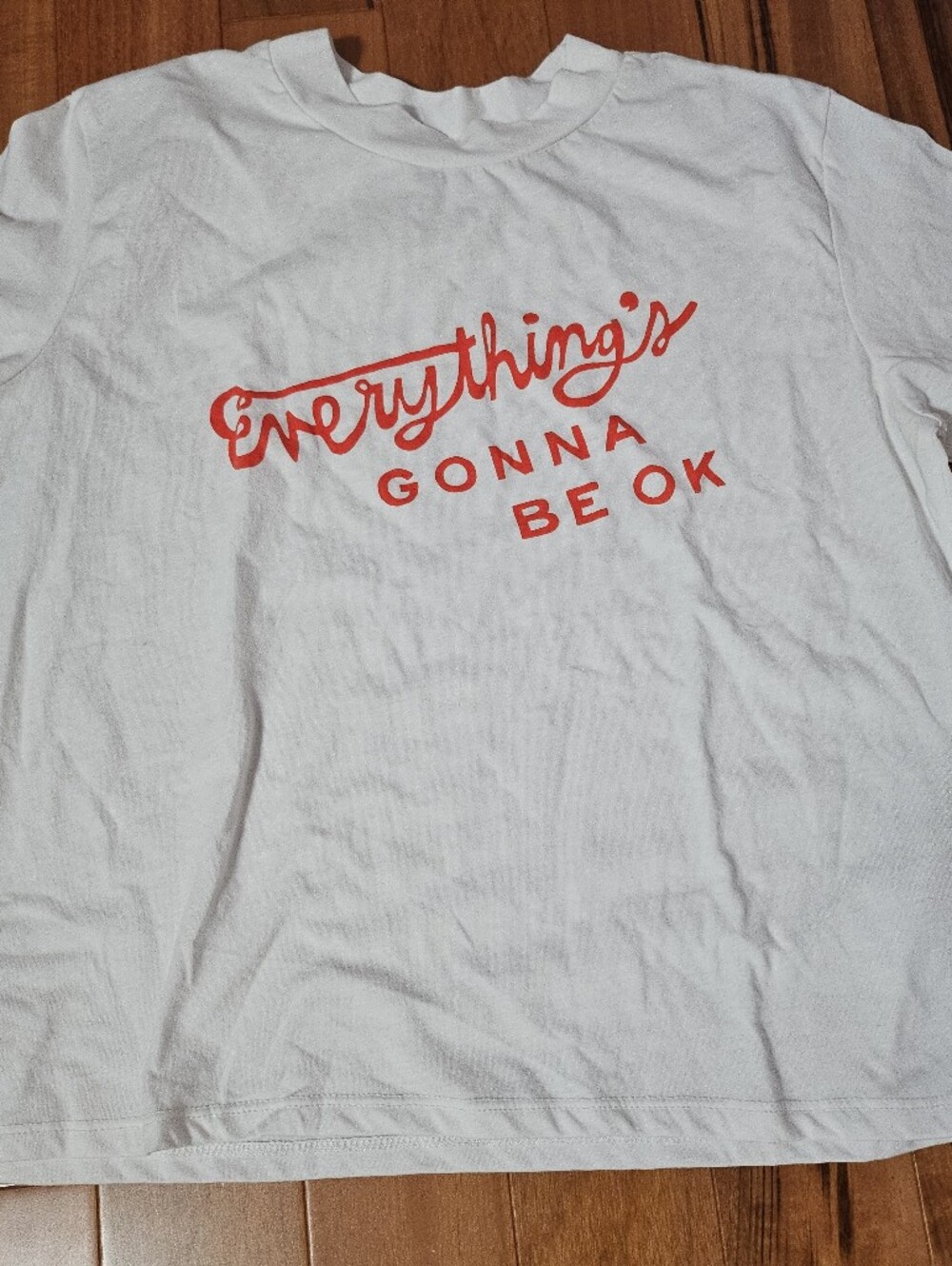 ban.do White Tee with Red Script "Everything's Gonna Be OK"